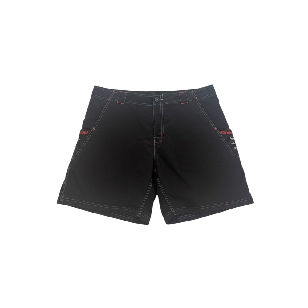 Fishworks Board Shorts 36 Black Ripstop Nylon Embroidered Fishing Cargo Shorts